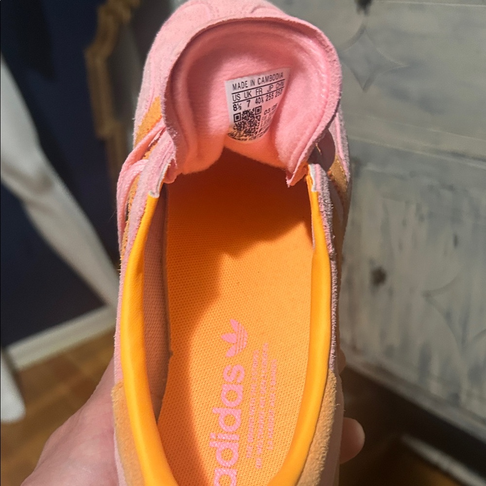 NWOT ADIDAS Handball Spezial Shoes pink and orange suede sneakers 8.5 - Picture 13 of 14